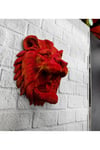 Dekoratif Asılabilir Aslan Başı 3D Duvar Heykeli Gold Red 20x21 cm