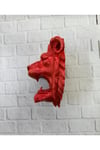 Dekoratif Asılabilir Aslan Başı 3D Duvar Heykeli Gold Red 20x21 cm