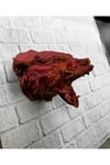 Dekoratif Asılabilir Jaguar Başı 3D Duvar Heykeli Gold Red 20x16 cm