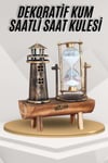 Deniz Feneri Kum Saati Ahşap Görünümlü Vintage Tarz Biblo
