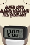 Dijital Masa Saati Termometreli Takvim Çalar Saat Led Ekran Pilli