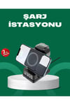 Dijital Saatli Kablosuz Şarj İstasyonu – 3’ü 1 Arada Apple Uyumlu Hızlı Şarj ve LED Ekran