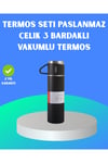 DS-DERIN 304 Çelik Termos Seti | 2 Bardaklı, 500 ml, Uzun Süre Isı Koruma