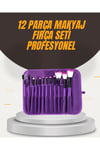 Fondöten, Allık ve Far Uygulamalarına Uygun 12 Parça Makyaj Fırça Takımı Ergonomik Saplı