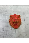Gold Kırmızı Aslan Duvar Dekoru Asılabilir Hediyelik 3D Heykel 20x21 cm