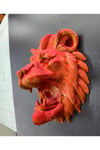 Gold Red Aslan Başı Duvar Aksesuarı