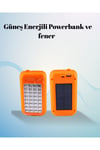 Gold Silver Güneş Enerjili Powerbank Işıldak – 10000 Mah, 32 Led, Çift Usb, Su Geçirmez