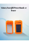 Gold Silver Güneş Enerjili Powerbank Işıldak – 10000 Mah, 32 Led, Çift Usb, Su Geçirmez
