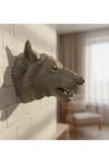 Gri Kurt Duvar Biblosu Güçlü Detaylı Dekoratif Tasarım 25x19 cm
