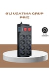 Güçlü Termal Korumalı 8 Priz + 3 Usb Çoklu Uzatma Kablosu 2M