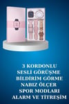 Kablolu Bluetooth Kulaklık ve Kadınlara Özel Bileklik Hediyeli Yeni Nesil Akıllı Saat 3 Kordonl