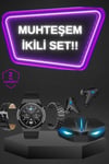 Kablosuz Bluetooth Bağlantılı Kulaklık ve Dokunmatik Ekran Akıllı Saat Arama Cevaplama