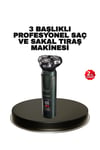 Kablosuz Profesyonel Erkek Bakım Seti – 3 Başlıklı, 3D Akıllı Kesim, Taşınabilir