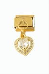 Kalp Zirkon Taşlı Sallatılı Çelik Charm