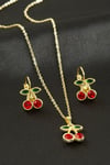 Kiraz Taşlı Set Kolye