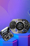 Kulak İçi Kablosuz Bluetooth Kulaklık ve NFC ve GPS Özellikli Akıllı Saat Alarm ve Titreşim