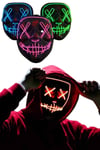 Led Işıklı Neon Maske Cadılar Bayramı Maskesi Korkunç Korku Maskesi