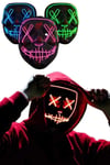 Led Işıklı Neon Maske Cadılar Bayramı Maskesi Korkunç Korku Maskesi