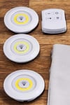 Led Lamba 3'lü Uzaktan Kumandalı Yapışkanlı Beyaz Işık