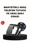 Manyetik Araç Telefon Tutucu ve Hızlı Şarj Adaptörü 2’li Set