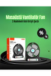 Mini USB Fan – Şarj Edilebilir, Işıklı, 3 Kademe, Taşınabilir Masaüstü Vantilatör