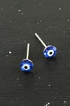 MTXDPN Kristal Taşlı Nazar Mineli Minik Küpe (155552) 0,4 mm-Mavi