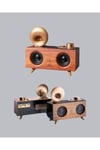Nostaljik Gramofon Bluetooth Hoparlör – FM Radyo + USB + SD Kart Destekli