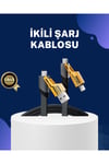 Örgülü Tasarım 4’ü 1 Arada USB-C Lightning Hızlı Şarj Kablosu