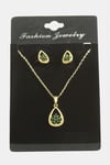 Oval Kartanesi Zirkon Taşlı Set Kolye