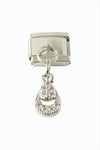 Oval Zirkon Taşlı Sallatılı Çelik Charm