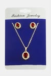 Oval Zirkon Taşlı Set Kolye
