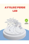 Pilli Çalışan Yıldız Ay Perde Led Işık 2 Modlu Dekorasyon