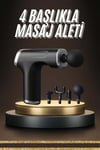 Profesyonel Masaj Tabancası Sporcu Masaj Aleti 4 Başlıklı Şarjlı Titreşimli