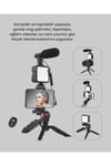 Profesyonel Vlog Çekim Kiti LED Işıklı Tripod Mikrofonlu Telefon Seti