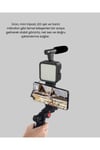 Profesyonel Vlog Çekim Kiti LED Işıklı Tripod Mikrofonlu Telefon Seti