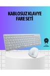 Q Klavye Beyaz Klavye Ve Mouse Seti Kablosuz USB Girişli