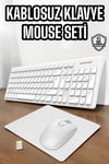 Q Klavye Beyaz Klavye Ve Mouse Seti Kablosuz USB Girişli