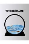 Rahatlatıcı Kum Sanatı – Yuvarlak Cam Çerçeveli Hareketli Kum Resmi, Ofis ve Ev İçin Etkile