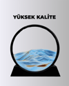 Rahatlatıcı Kum Sanatı – Yuvarlak Cam Çerçeveli Hareketli Kum Resmi, Ofis ve Ev İçin Etkile