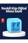 Renk Değiştiren LED Alarmlı Dijital Küp Masa Saati