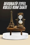 Retro Eyfel Kulesi Ve Kum Saati Dekoratif Ahşap Görünümlü Masa Biblosu