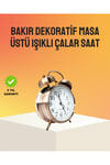 Retro Tarz Bronz Dekoratif Masa Saati Metal Gövde Yüksek Sesli Alarm