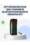 RGB Işıklı Çift Hoparlörlü Taşınabilir Bluetooth Speaker ve Mikrofon