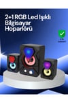 RGB LED Işıklı 2.1 USB Oyun Hoparlörü Derin Bas ve Net Ses