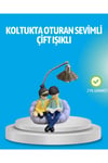 Romantik Çift Figürlü Okuyan Çift Masa Lambası Dekoratif LED Aydınlatma