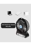 Şarjlı USB Fan – Masaüstü Mini Vantilatör, Taşınabilir, Işıklı, 3 Kademeli, Sessiz