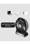 Şarjlı USB Fan – Masaüstü Mini Vantilatör, Taşınabilir, Işıklı, 3 Kademeli, Sessiz
