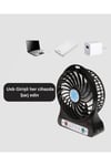 Şarjlı USB Fan – Masaüstü Mini Vantilatör, Taşınabilir, Işıklı, 3 Kademeli, Sessiz