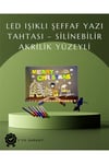 Şık ve Modern LED Pano – Neon Işıklı Silinebilir Akrilik Yazı Tahtası, 7 Renkli Kalem Dahil
