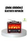 Solar Şarjlı Şömine Alev Efektli Bluetooth Hoparlör 7W Taşınabilir Ses Sistemi